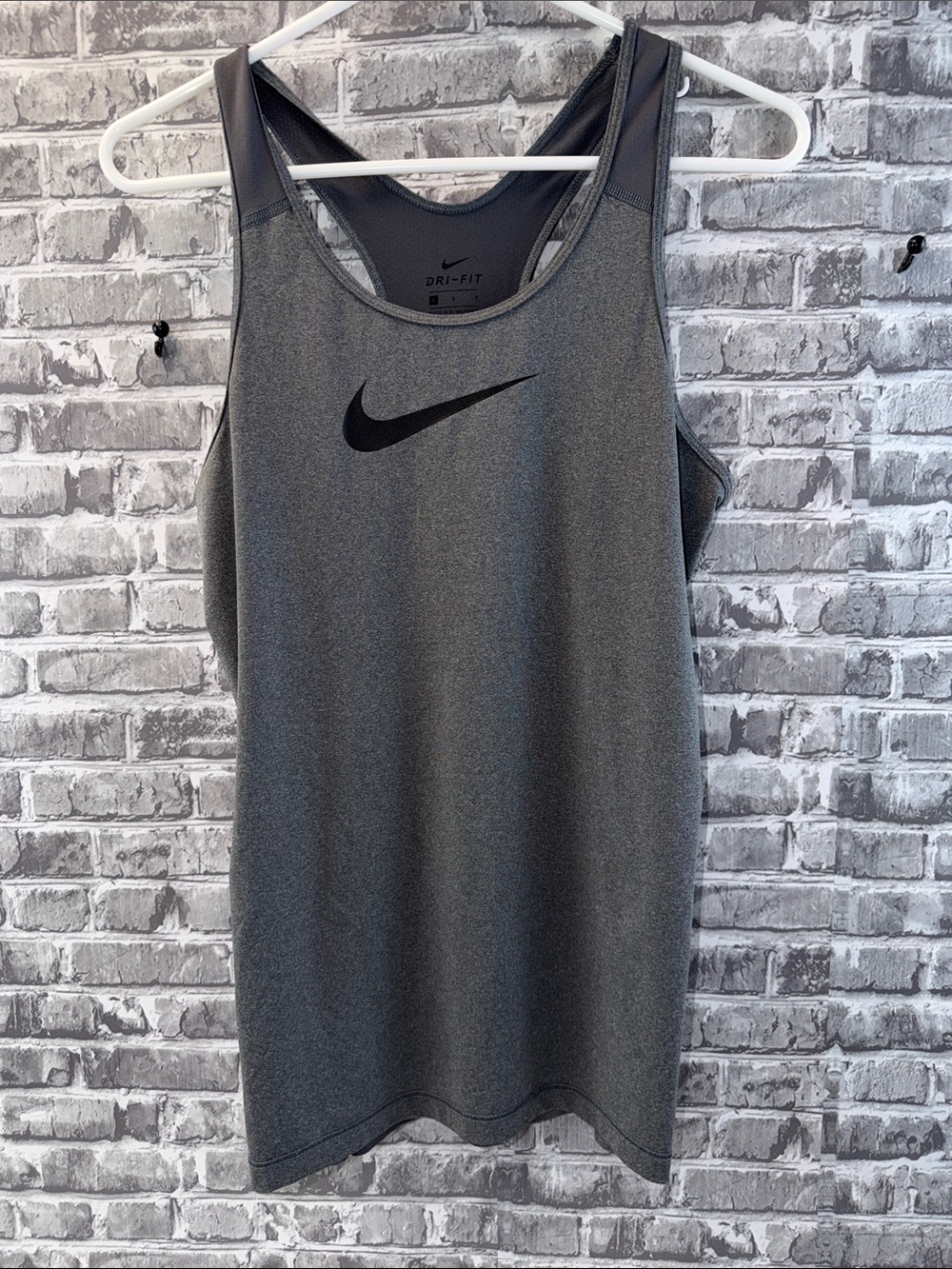 Nike Gray Dri-FIT Tank Top with Black Swoosh‎